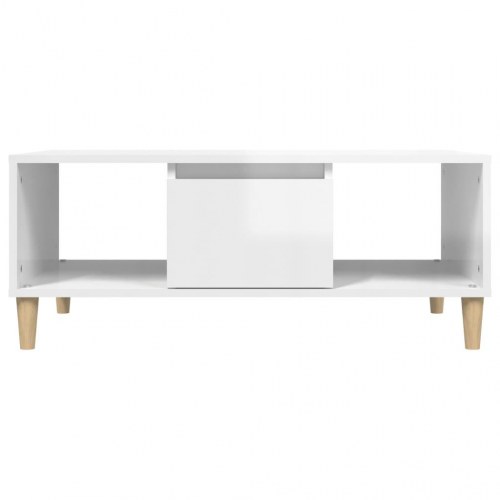 Sofabord 90x50x36,5 cm konstrueret træ hvid højglans