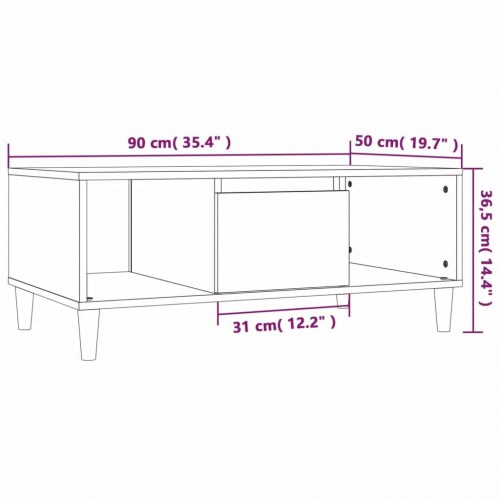 Sofabord 90x50x36,5 cm konstrueret træ hvid højglans