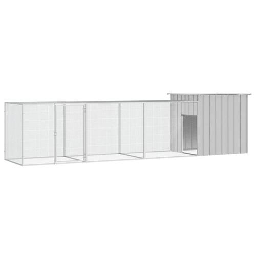 Hønsehus 400x91x100 cm galvaniseret stål grå