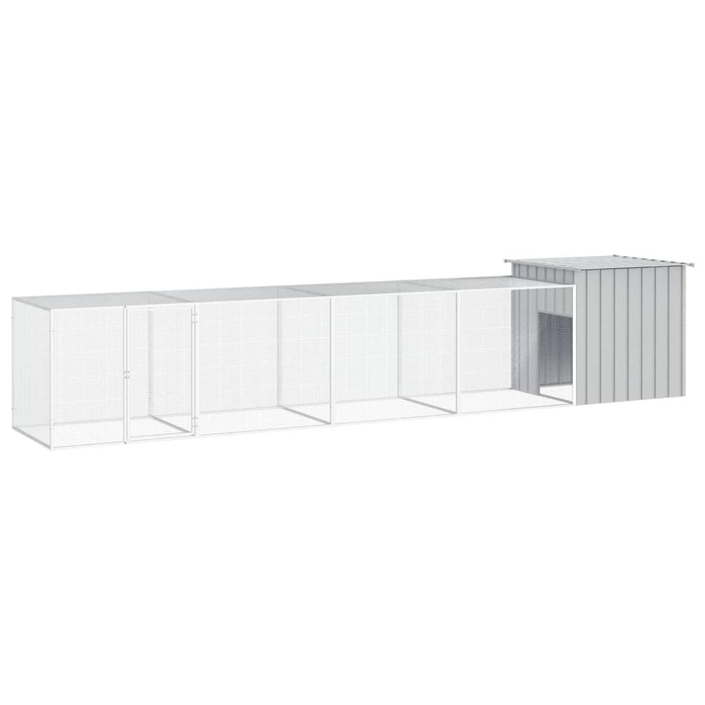 Hønsehus 500x91x100 cm galvaniseret stål grå