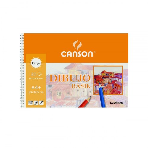 Canson Basik tegneblok A4+ spiral, 130 g/m², 20 ark