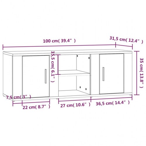 Tv-bord 100x31,5x35 cm konstrueret træ betongrå