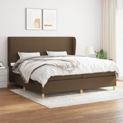 Kontinentalseng med madras 200×200 cm - stof, mørkebrun