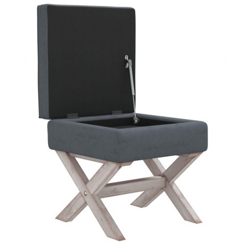 Opbevaringsskammel i velour 45×45×49 cm - mørkegrå