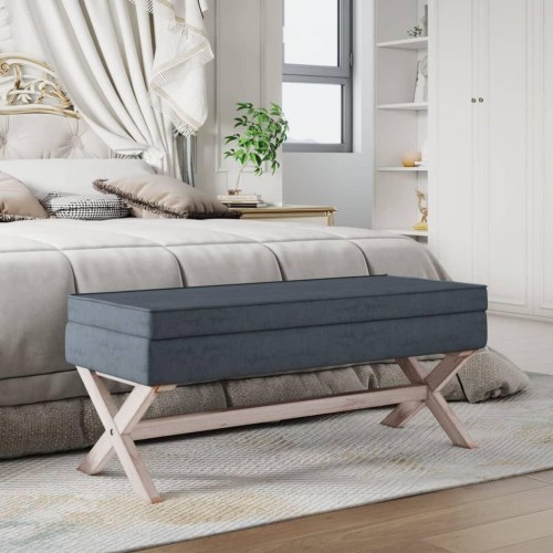 Opbevaringsskammel i velour - mørkegrå 110×45×49 cm