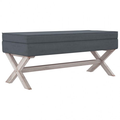 Opbevaringsskammel i velour - mørkegrå 110×45×49 cm