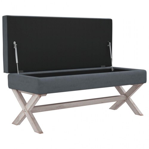 Opbevaringsskammel i velour - mørkegrå 110×45×49 cm