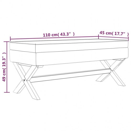 Opbevaringsskammel i velour - mørkegrå 110×45×49 cm