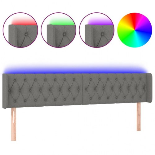 Sengegavl med LED-lys 203 x 16 x 78/88 cm - mørkegrå
