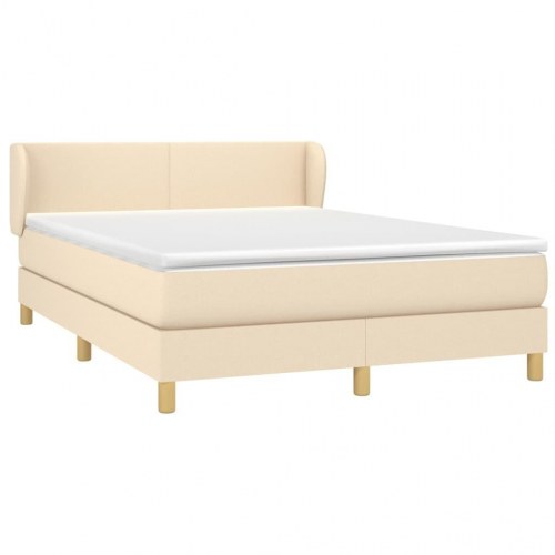 Kontinentalseng med madras 140×200 cm - stof, cremefarvet