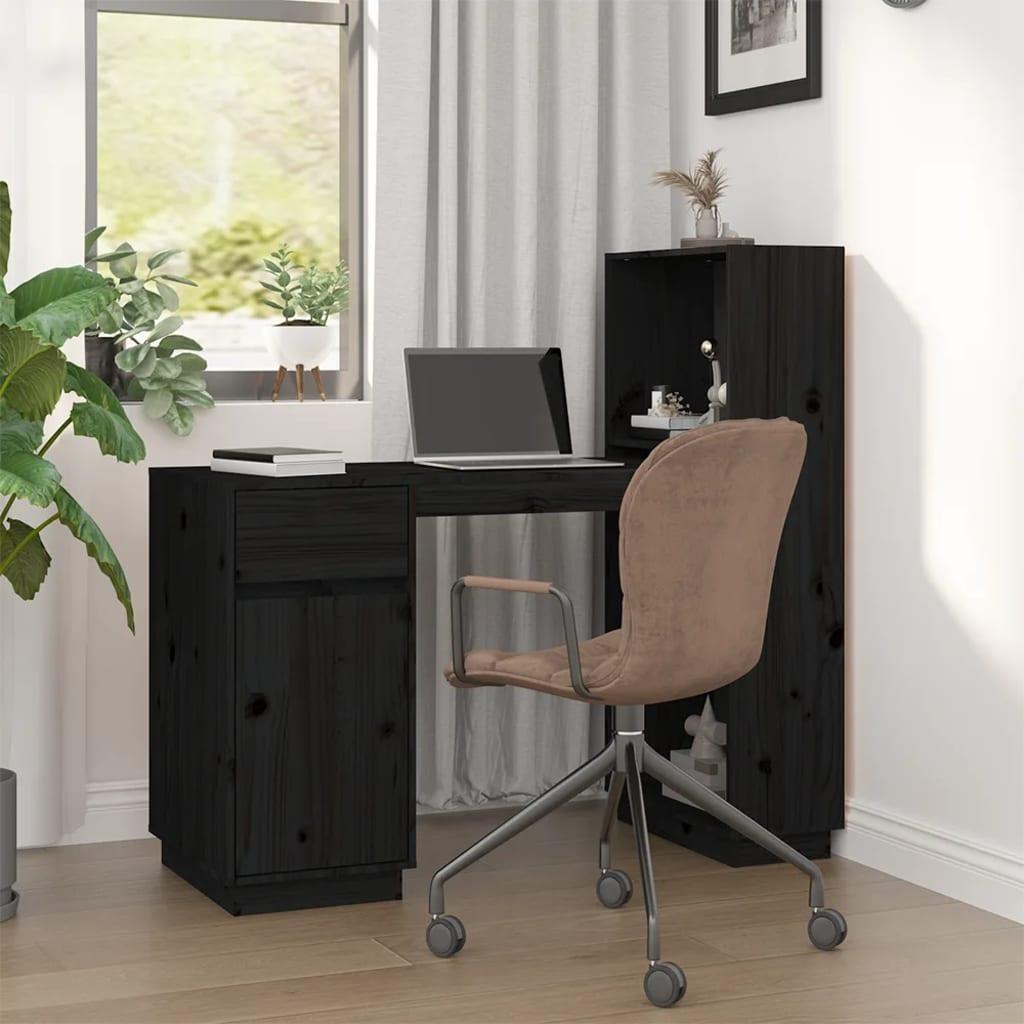 Skrivebord 110x53x117 Cm Massivt Fyrretræ Sort