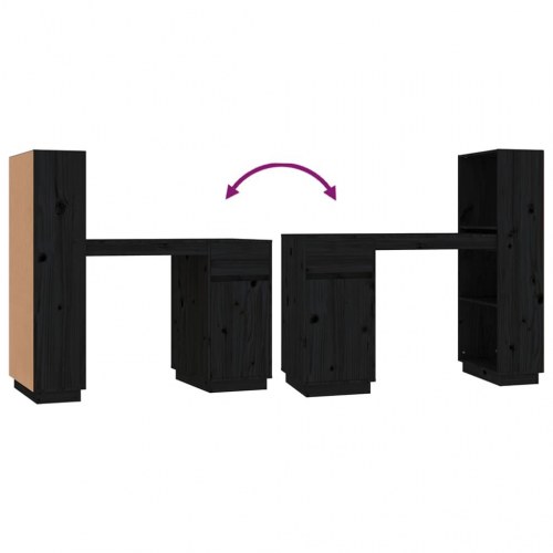 Skrivebord 110x53x117 cm massivt fyrretræ sort