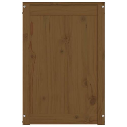 Vasketøjskurv 44x44x66 cm massivt fyrretræ gyldenbrun
