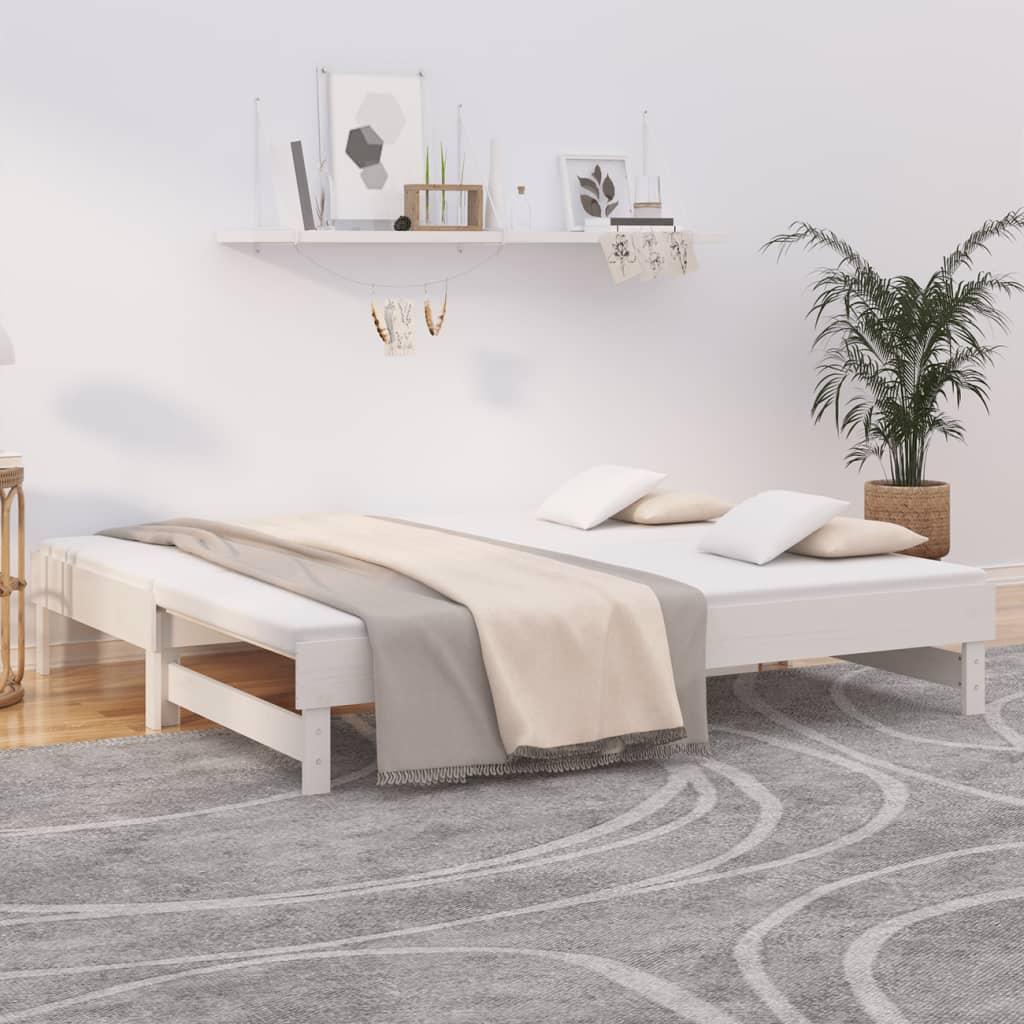 Daybed med udtræk 2x(75x190) cm massivt fyrretræ hvid