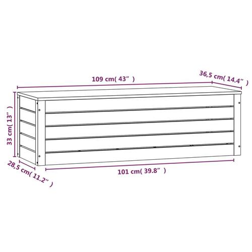 Opbevaringskasse 109x36,5x33 cm massivt fyrretræ