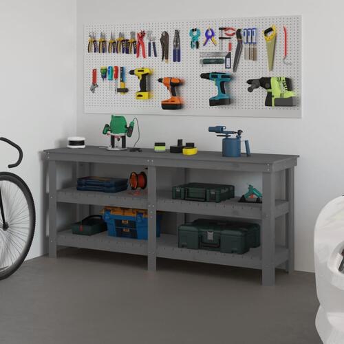 Arbejdsbord 181x50x80 cm massivt fyrretræ grå