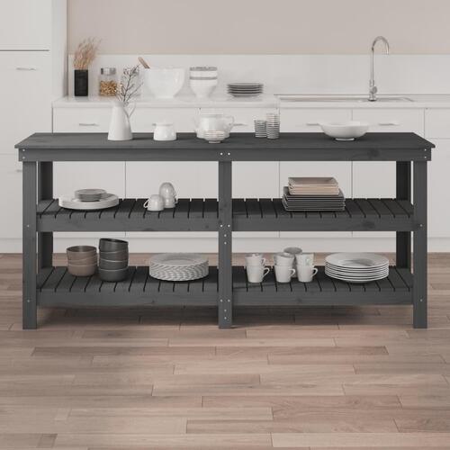 Arbejdsbord 181x50x80 cm massivt fyrretræ grå
