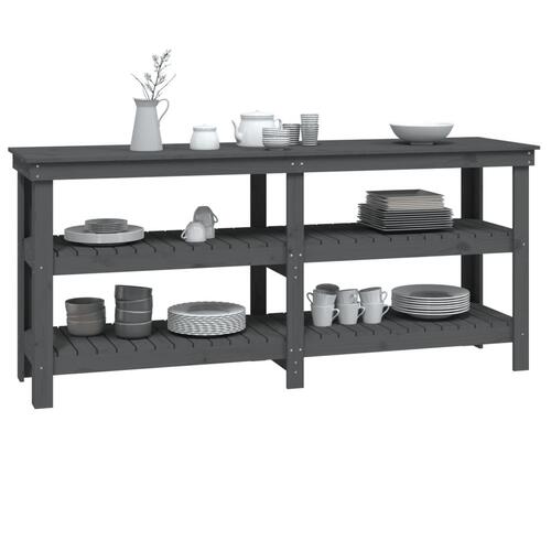 Arbejdsbord 181x50x80 cm massivt fyrretræ grå