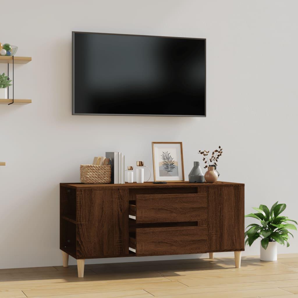 Tv-bord 102x44,5x50 cm konstrueret træ brun egetræsfarve billede