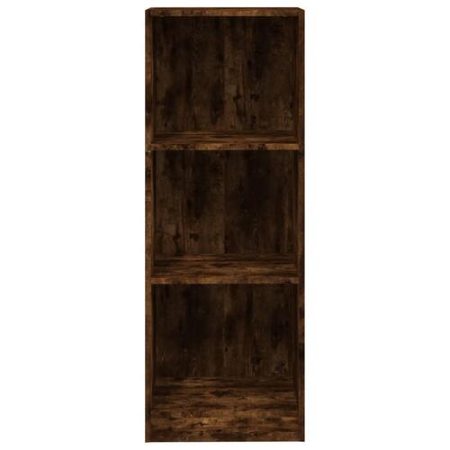Bogreol med 3 hylder 40x24x109 cm konstrueret træ røget egetræ