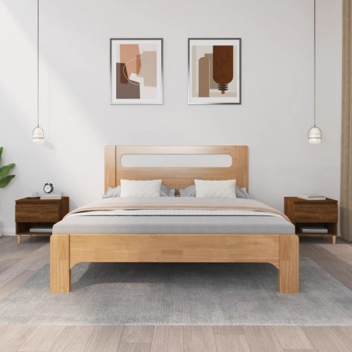 Sengeborde 2 stk. 50x46x50 cm konstrueret træ brunt egetræ