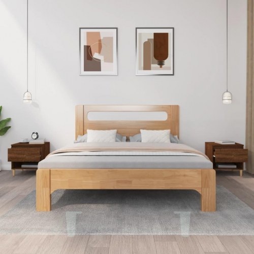 Sengeborde 2 stk. 50x46x50 cm konstrueret træ brunt egetræ