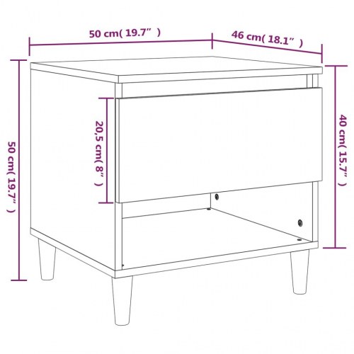 Sengeborde 2 stk. 50x46x50 cm konstrueret træ brunt egetræ