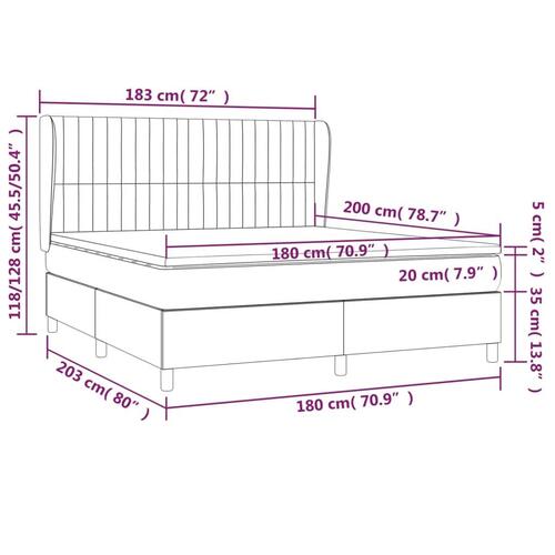 Kontinentalseng med madras 180x200 cm stof cremefarvet