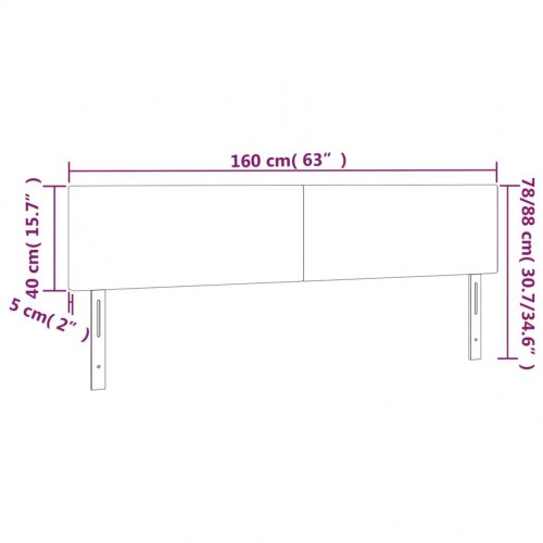 Sengegavl med LED-lys 160 x 5 x 78/88 cm - lysegrå