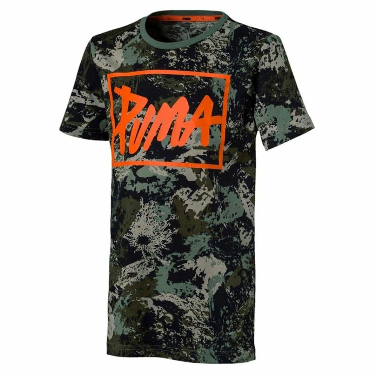 Puma Style Graphic T-shirt til drenge, grøn camo, 15-16 år
