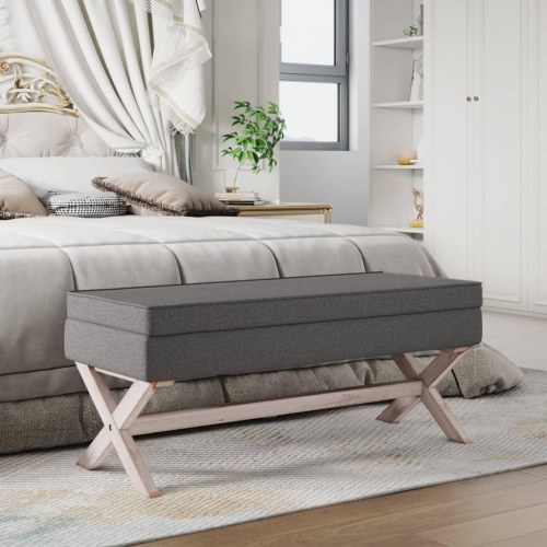 Opbevaringsbænk i stof - mørkegrå, 110×45×49 cm