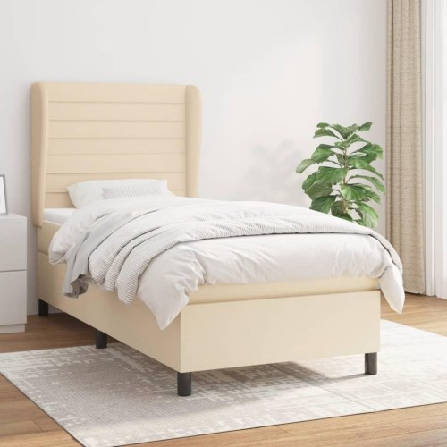 Kontinentalseng med pocketfjedre 100×200 cm - stof, creme
