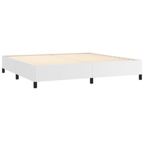 Sengeramme 200x200 cm i hvidt kunstlæder