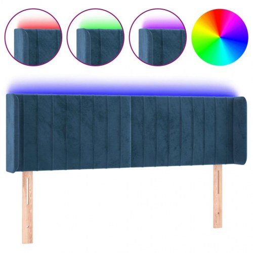 Sengegavl med LED-lys 147 x 16 x 78/88 cm fløjl - mørkeblå