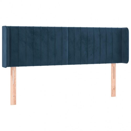 Sengegavl med kanter i fløjl 147 x 16 x 78/88 cm - mørkeblå