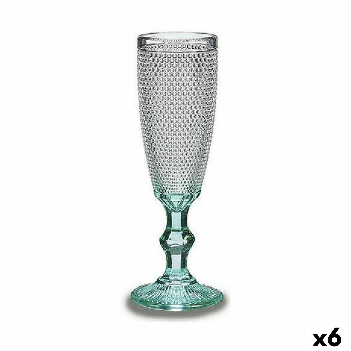 Vivalto champagneglas - Points, gennemsigtig/turkis, 185 ml (6 stk.)