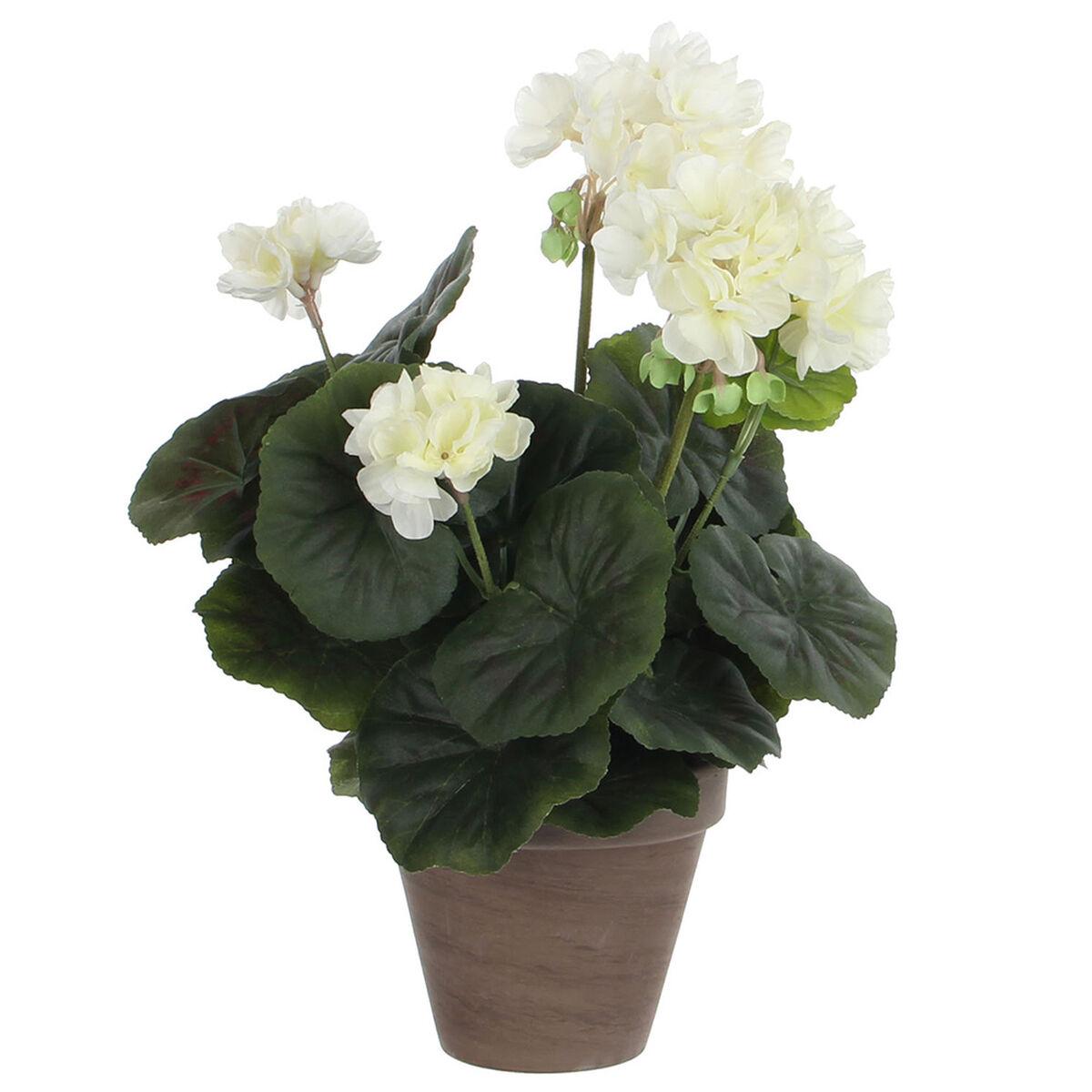 Mica Decorations Dekorativ Kunstig Geranium I Potte Flødefarvet Pvc 34 × 20 Cm