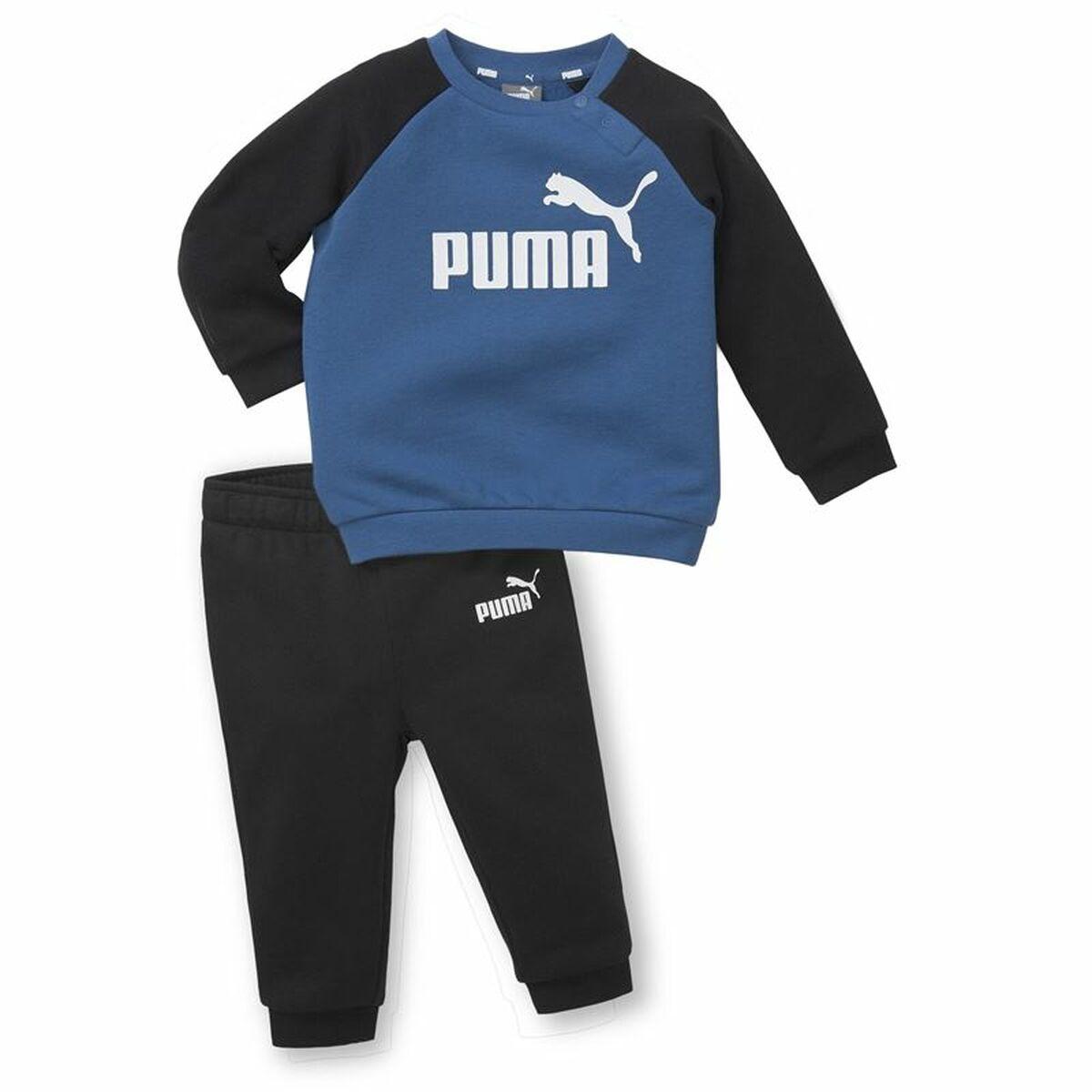 Træningsdragt Til Børn Puma Minicats Essentials Raglan Sort Blå 12 18 Måneder
