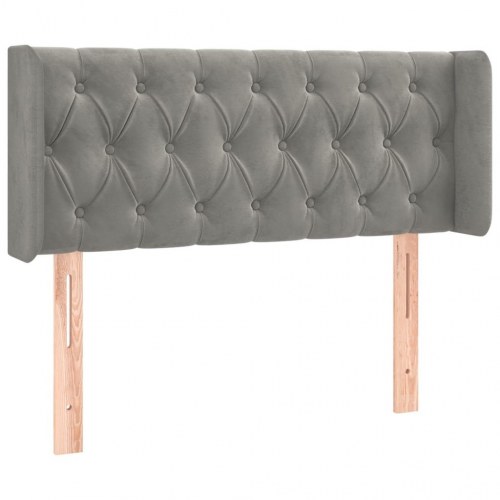 Sengegavl med kanter 103 x 16 x 78/88 cm - lysegrå fløjl