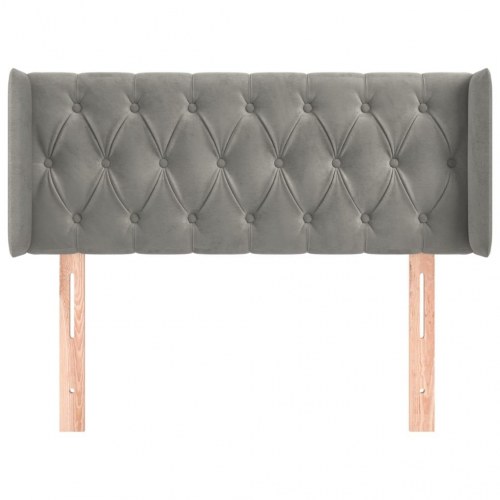 Sengegavl med kanter 103 x 16 x 78/88 cm - lysegrå fløjl
