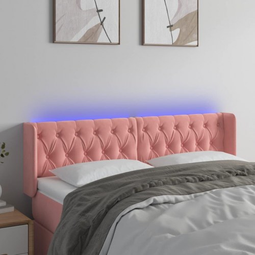 Sengegavl med LED-lys 147 x 16 x 78/88 cm - lyserød
