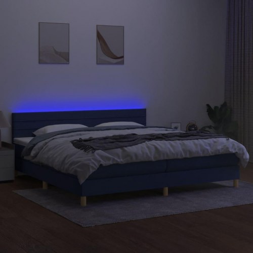 Kontinentalseng med LED-lys 200x200 cm - stof, blå