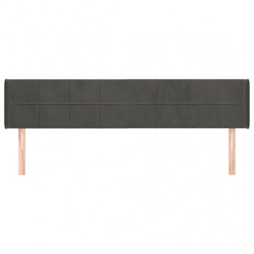 Sengegavl med kanter i fløjl 203 x 16 x 78/88 cm - mørkegrå