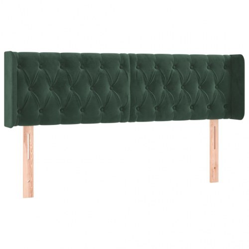 Sengegavl med kanter i fløjl 147 x 16 x 78/88 cm - mørkegrøn
