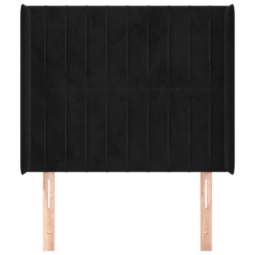 Sengegavl med kanter 103 x 16 x 118/128 cm - sort fløjl