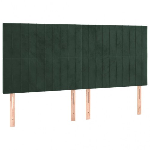 Sengegavl i fløjl - mørkegrøn, 200 x 5 x 118/128 cm