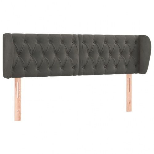 Sengegavl med kanter i fløjl 147 x 23 x 78/88 cm - mørkegrå