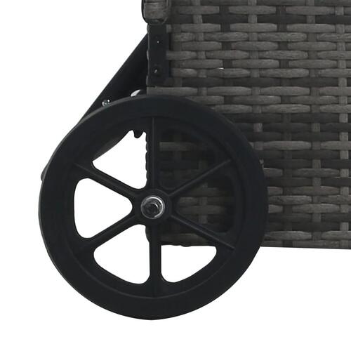 Liggestol med hjul polyrattan antracitgrå
