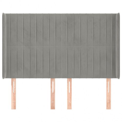 Sengegavl med kanter 147 x 16 x 118/128 cm fløjl - lysegrå