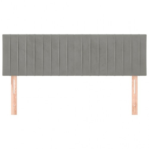Sengegavl i fløjl 144 x 5 x 78/88 cm - lysegrå